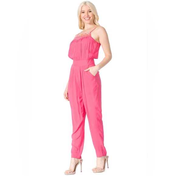 BCBGMaxAzria Pants - NWT BCBG MAXAZRIA Multi Geometric Embroidery Jumpsuit